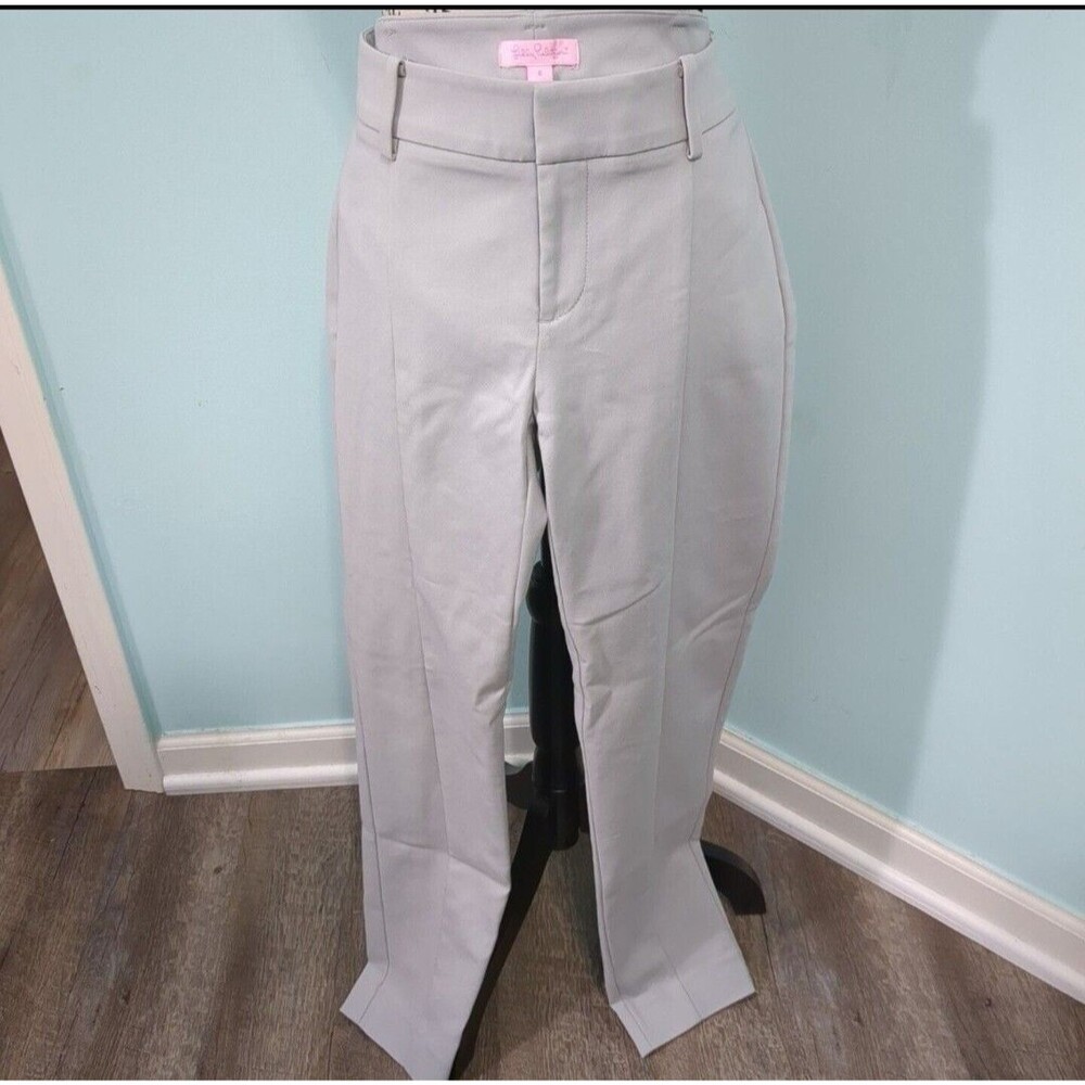 LILY PULITZER Chantal Stretch Dinner Pant In Palm Beach Grey style 27963 size 8